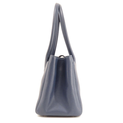 CHANEL Handbag Calfskin Navy Executive Tote SilverMetal