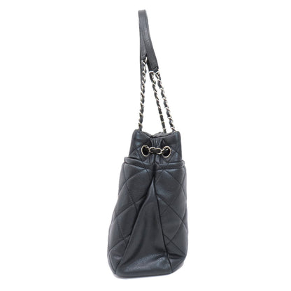 CHANEL Tote Bag Soft Grained Calfskin black COCO Mark Matelasse SilverMetal