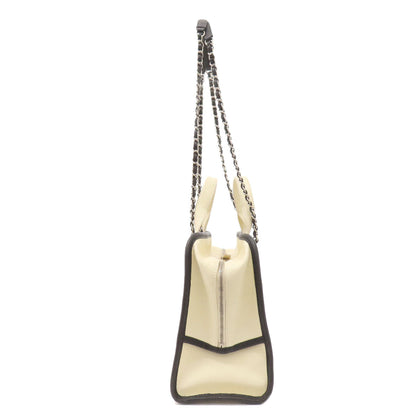 CHANEL Tote Bag Grained Calfskin Skin white COCO Mark 2WAY SilverMetal