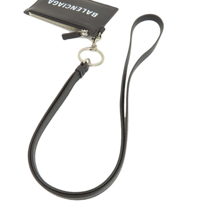 BALENCIAGA Coin case 594548 leather black logo Women(Unisex)