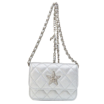 CHANEL Shoulder Bag lambskin Silver Mini ChainShoulder Star Motif Matelasse SilverMetal