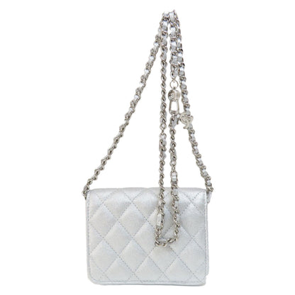 CHANEL Shoulder Bag lambskin Silver Mini ChainShoulder Star Motif Matelasse SilverMetal