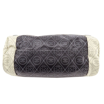 CHANEL Boston Duffel bag Coated canvas black COCO Mark Camellia 2WAY SilverMetal