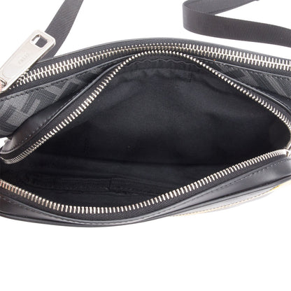 Fendi 2023 Grey Glazed Fabric Vitello Liberty FF Diagonal Belt Bag