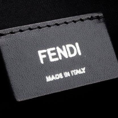 Fendi 2023 Grey Glazed Fabric Vitello Liberty FF Diagonal Belt Bag
