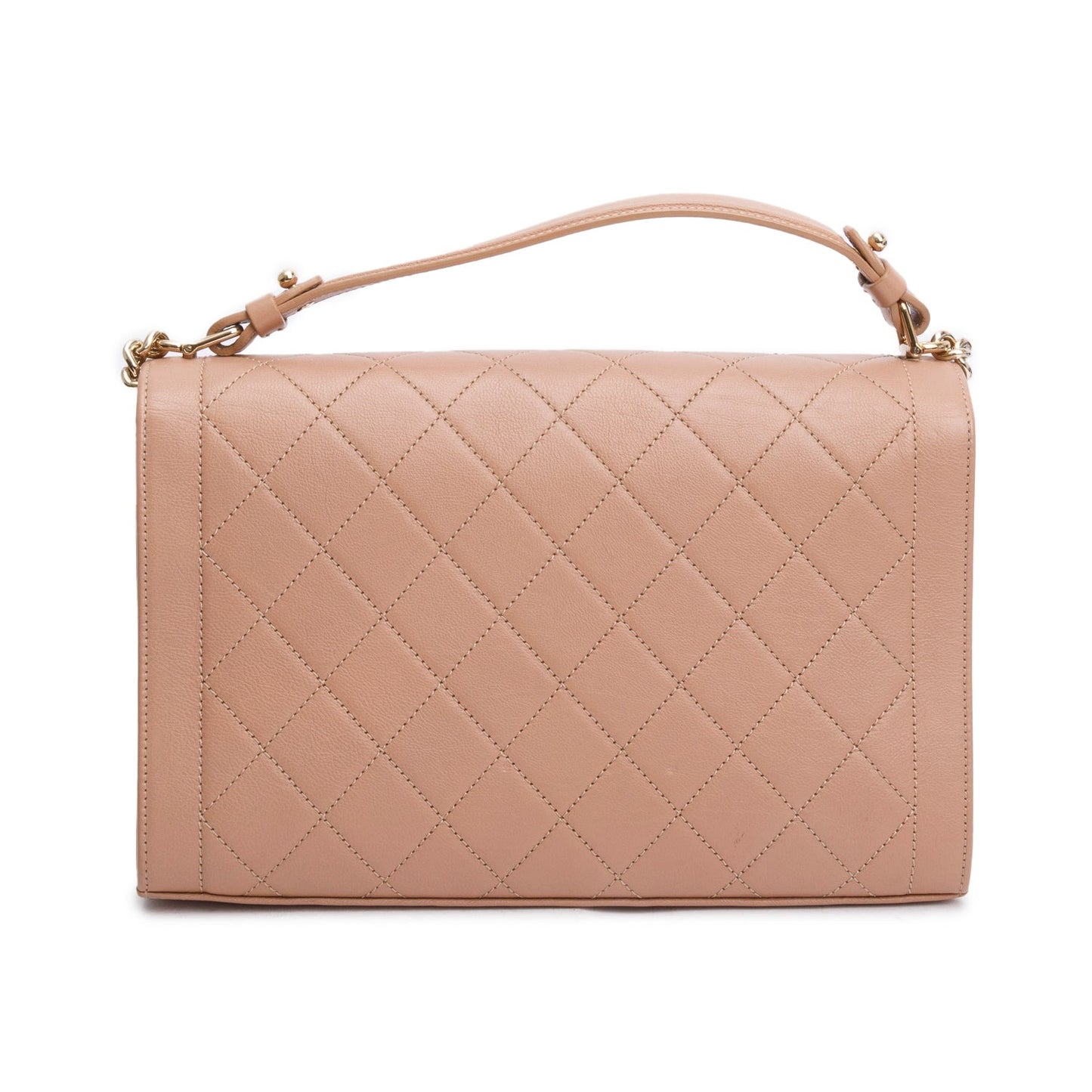 Chanel Taupe Calfskin Quilted Large Label Click Flap Bag