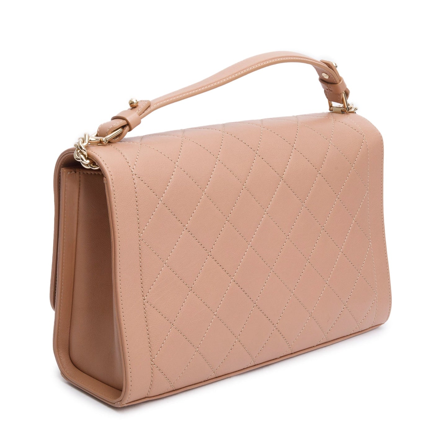 Chanel Taupe Calfskin Quilted Large Label Click Flap Bag