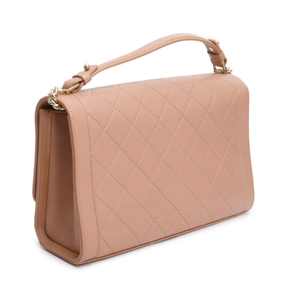 Chanel Taupe Calfskin Quilted Large Label Click Flap Bag