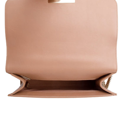 Chanel Taupe Calfskin Quilted Large Label Click Flap Bag