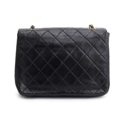 Chanel Vintage Black Lambskin Quilted Mini Square Flap Bag