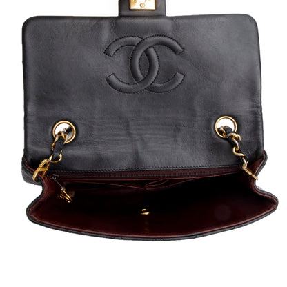 Chanel Vintage Black Lambskin Quilted Mini Square Flap Bag