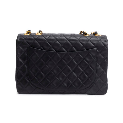 Chanel Vintage Black Lambskin Quilted Jumbo XL Flap