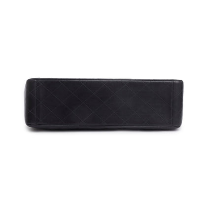 Chanel Vintage Black Lambskin Quilted Jumbo XL Flap