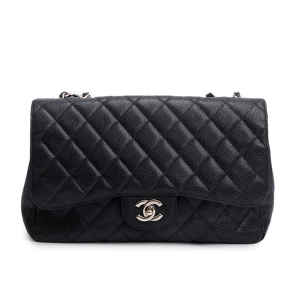 Chanel Black Caviar Jumbo Single Flap Bag