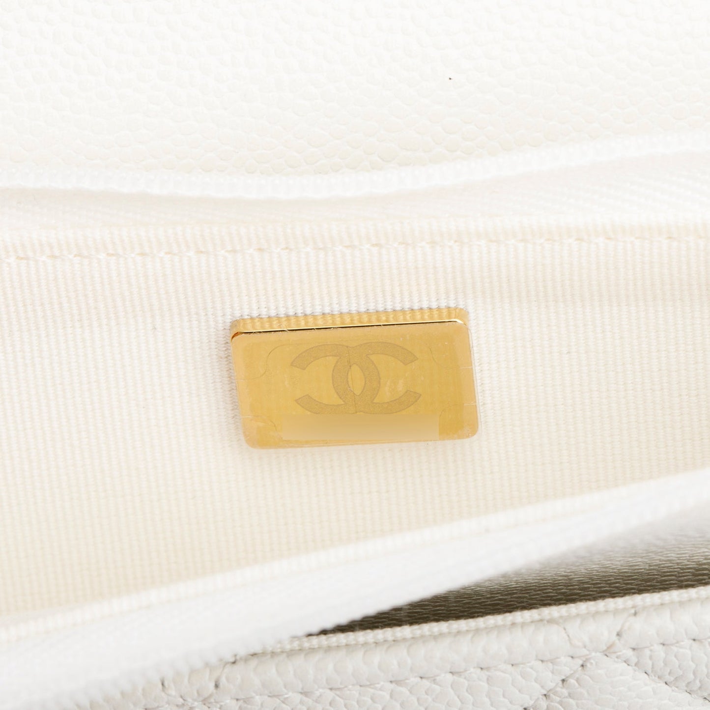 Chanel White Quilted Caviar Leather Classic Wallet on Chain