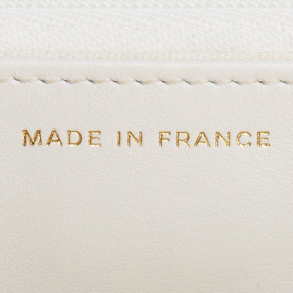 Chanel White Quilted Caviar Leather Classic Wallet on Chain