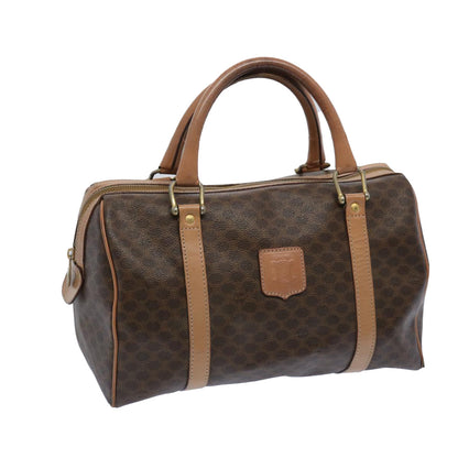 Luxury CELINE Macadam Canvas Boston Bag PVC Brown  65586