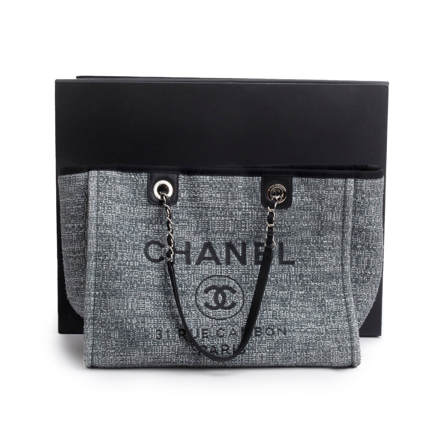 Chanel Grey Tweed Small Deauville Shopping Tote