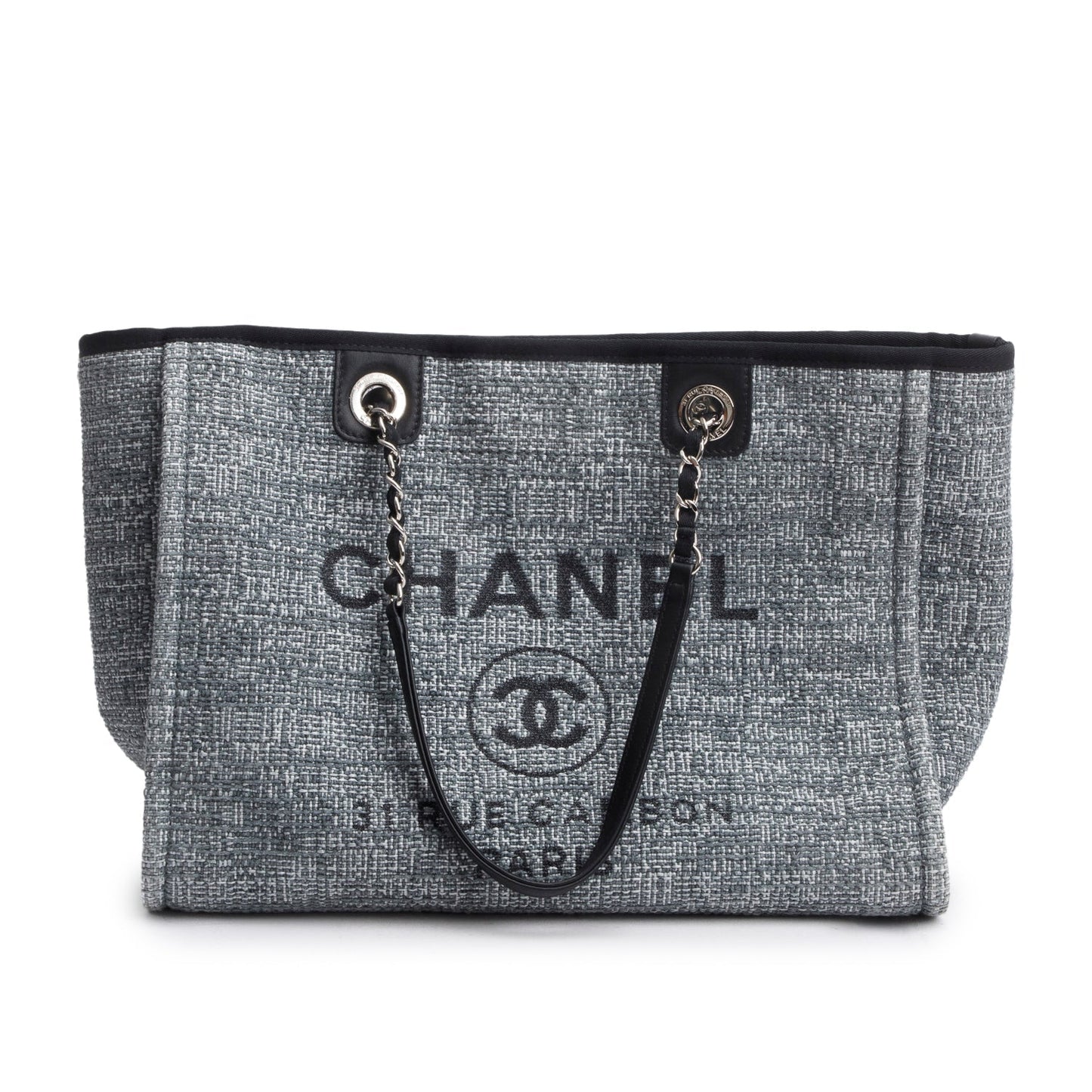Chanel Grey Tweed Small Deauville Shopping Tote