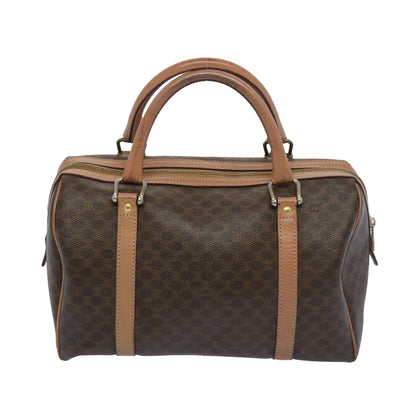Luxury CELINE Macadam Canvas Boston Bag PVC Brown  65586