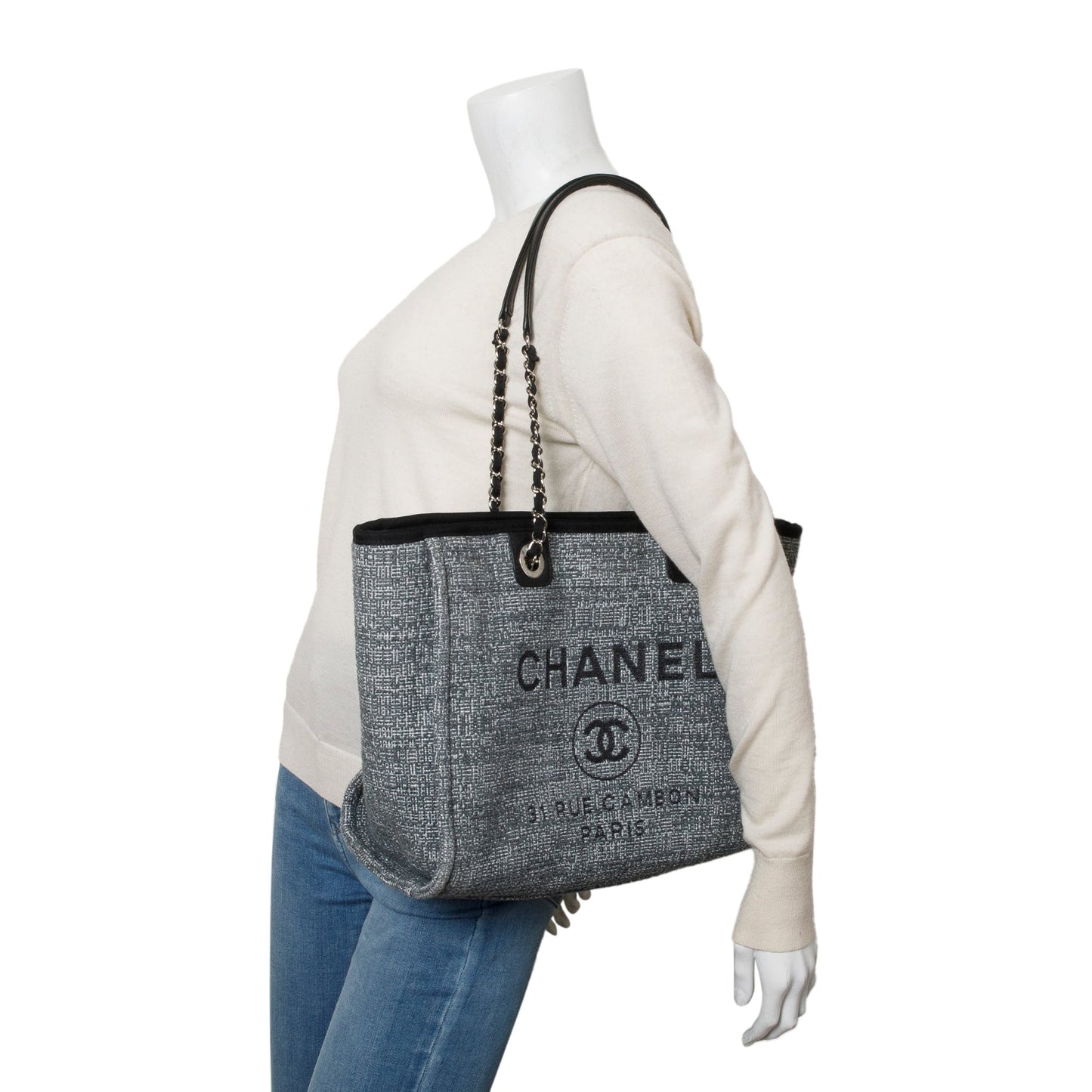 Chanel Grey Tweed Small Deauville Shopping Tote