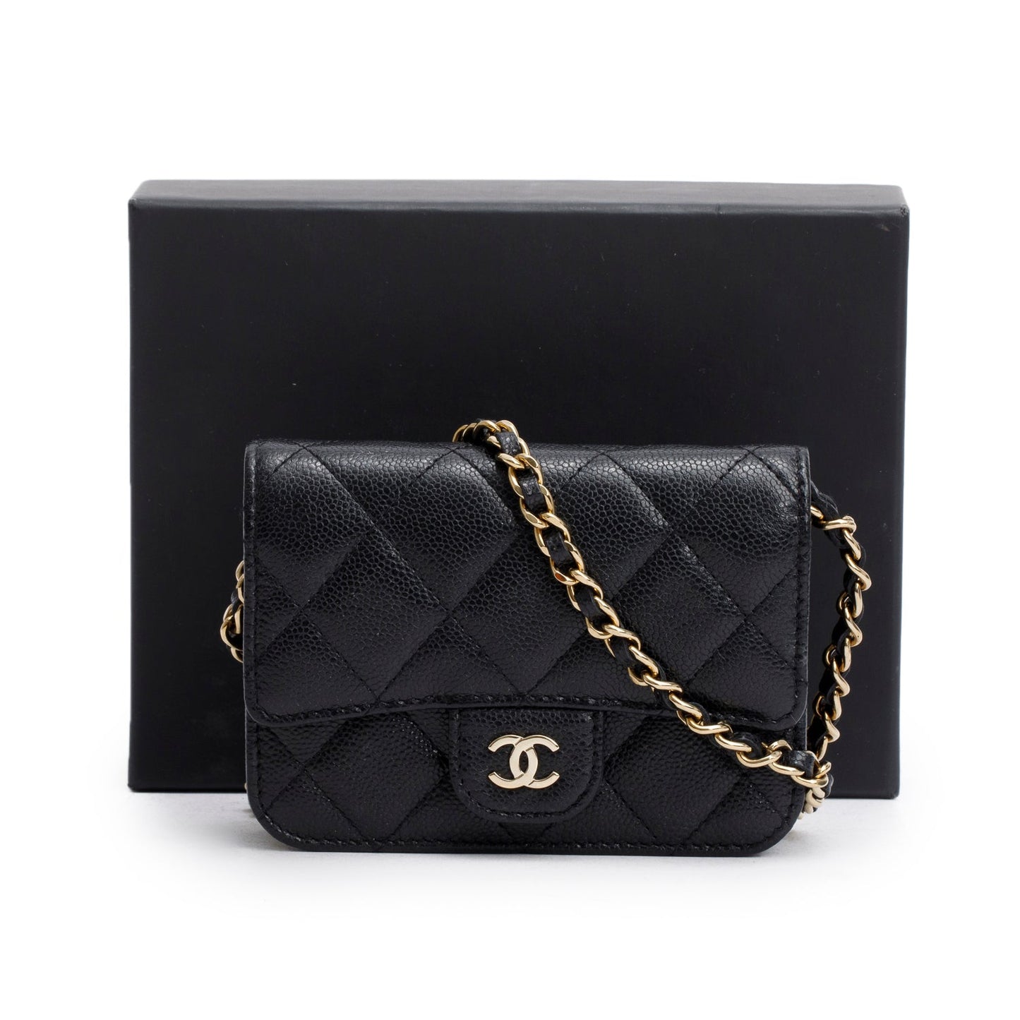 Chanel Black Caviar Quilted Mini Chain Bag