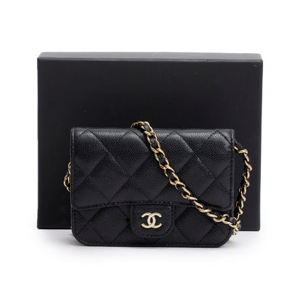 Chanel Black Caviar Quilted Mini Chain Bag