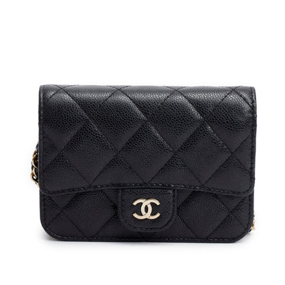 Chanel Black Caviar Quilted Mini Chain Bag