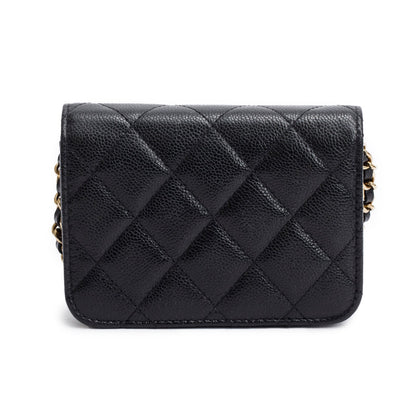 Chanel Black Caviar Quilted Mini Chain Bag