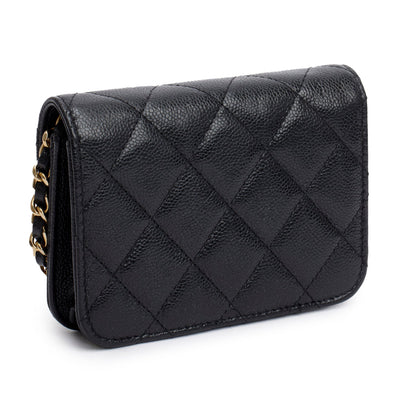 Chanel Black Caviar Quilted Mini Chain Bag