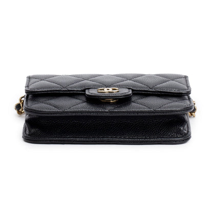 Chanel Black Caviar Quilted Mini Chain Bag