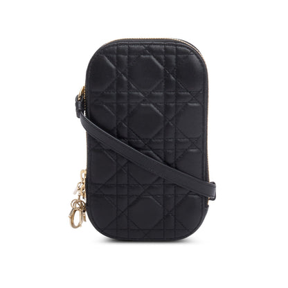 Christian Dior 2020 Black Cannage Lambskin Lady Dior Call'in Dior Phone Holder