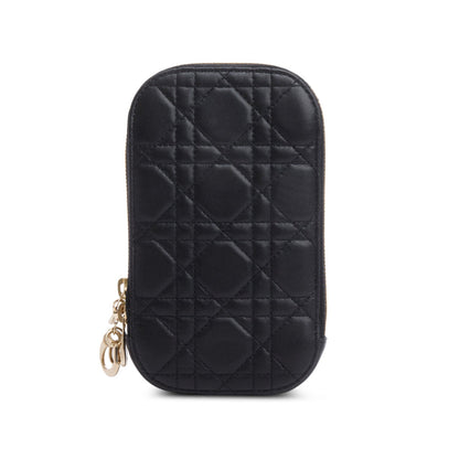 Christian Dior 2020 Black Cannage Lambskin Lady Dior Call'in Dior Phone Holder