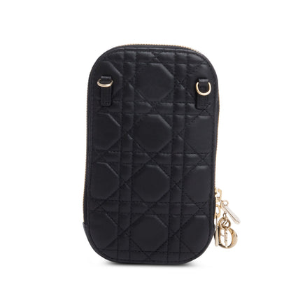 Christian Dior 2020 Black Cannage Lambskin Lady Dior Call'in Dior Phone Holder