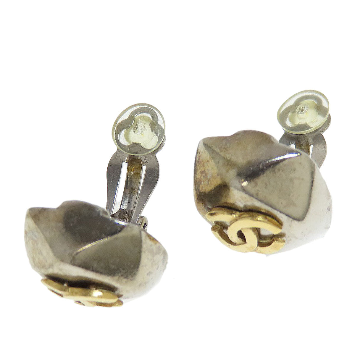 CHANEL Earring metallic Silver COCO Mark
