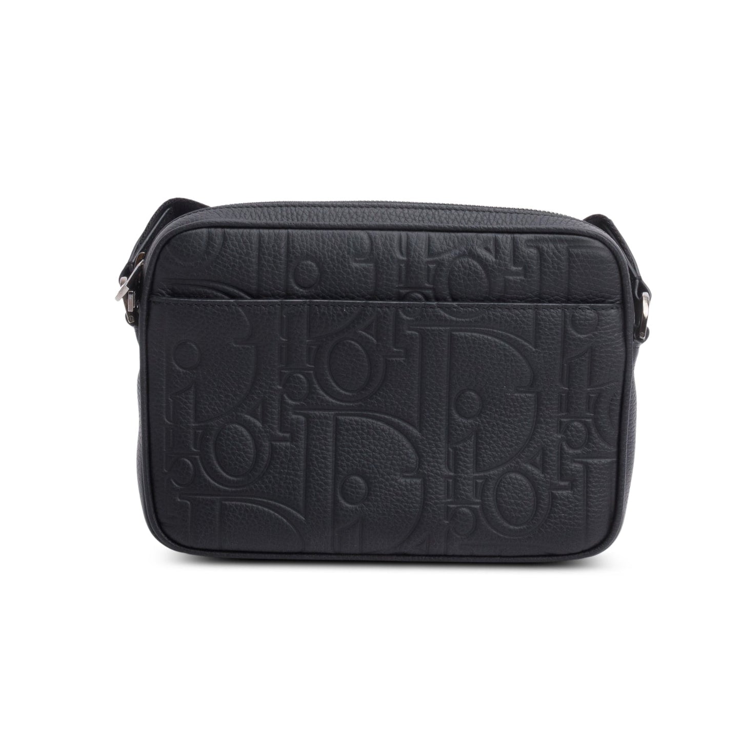 Christian Dior 2024 Black Embossed Calfskin Rider 2.0 Zipped Messenger Bag