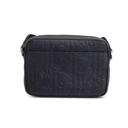 Christian Dior 2024 Black Embossed Calfskin Rider 2.0 Zipped Messenger Bag