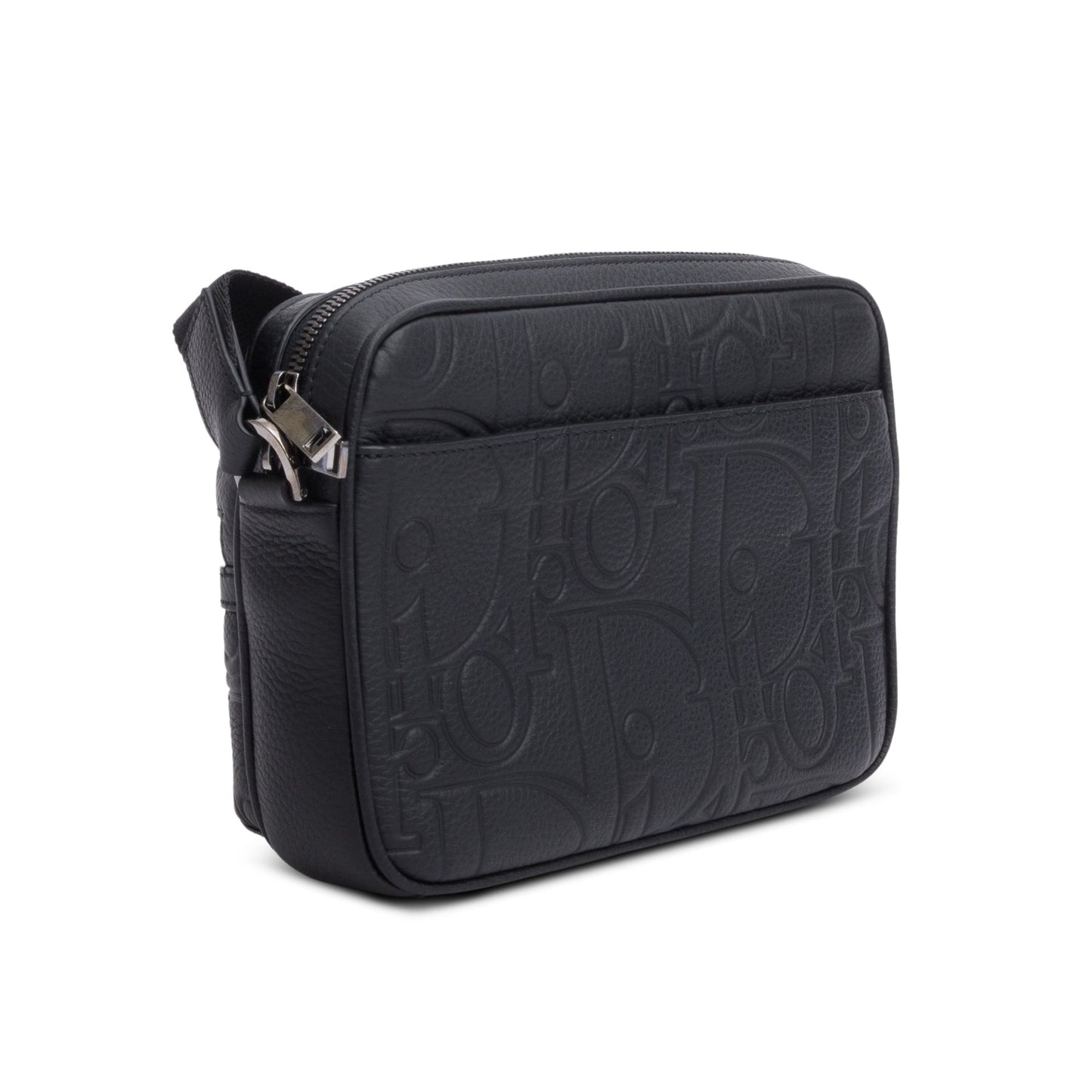 Christian Dior 2024 Black Embossed Calfskin Rider 2.0 Zipped Messenger Bag