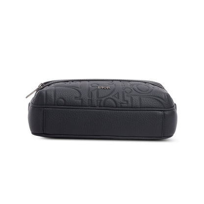 Christian Dior 2024 Black Embossed Calfskin Rider 2.0 Zipped Messenger Bag