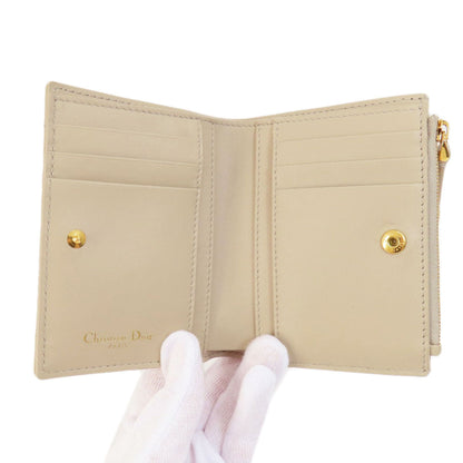 Christian Dior Bifold Wallet leather beige Dior Caro Dahlia wallet