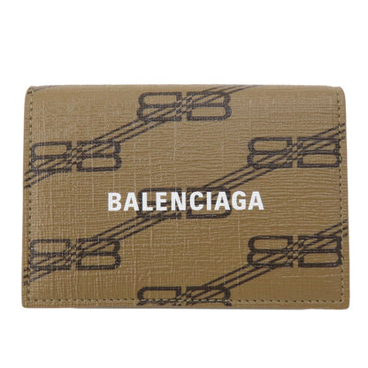 BALENCIAGA Bifold Wallet 594312 leather Brown Tri-fold Wallet BB pattern mens(Unisex)