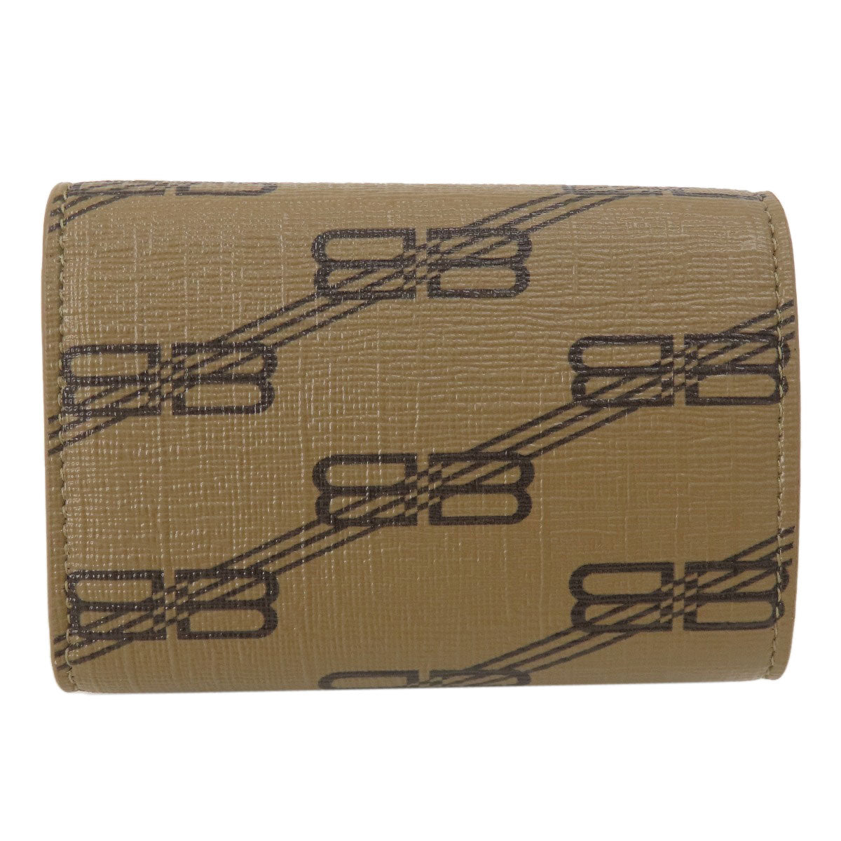 BALENCIAGA Bifold Wallet 594312 leather Brown Tri-fold Wallet BB pattern mens(Unisex)