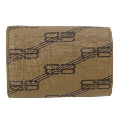 BALENCIAGA Bifold Wallet 594312 leather Brown Tri-fold Wallet BB pattern mens(Unisex)
