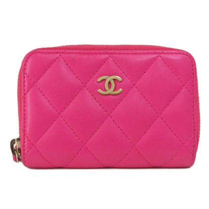 CHANEL Coin case lambskin pink Matrasse