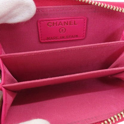 CHANEL Coin case lambskin pink Matrasse