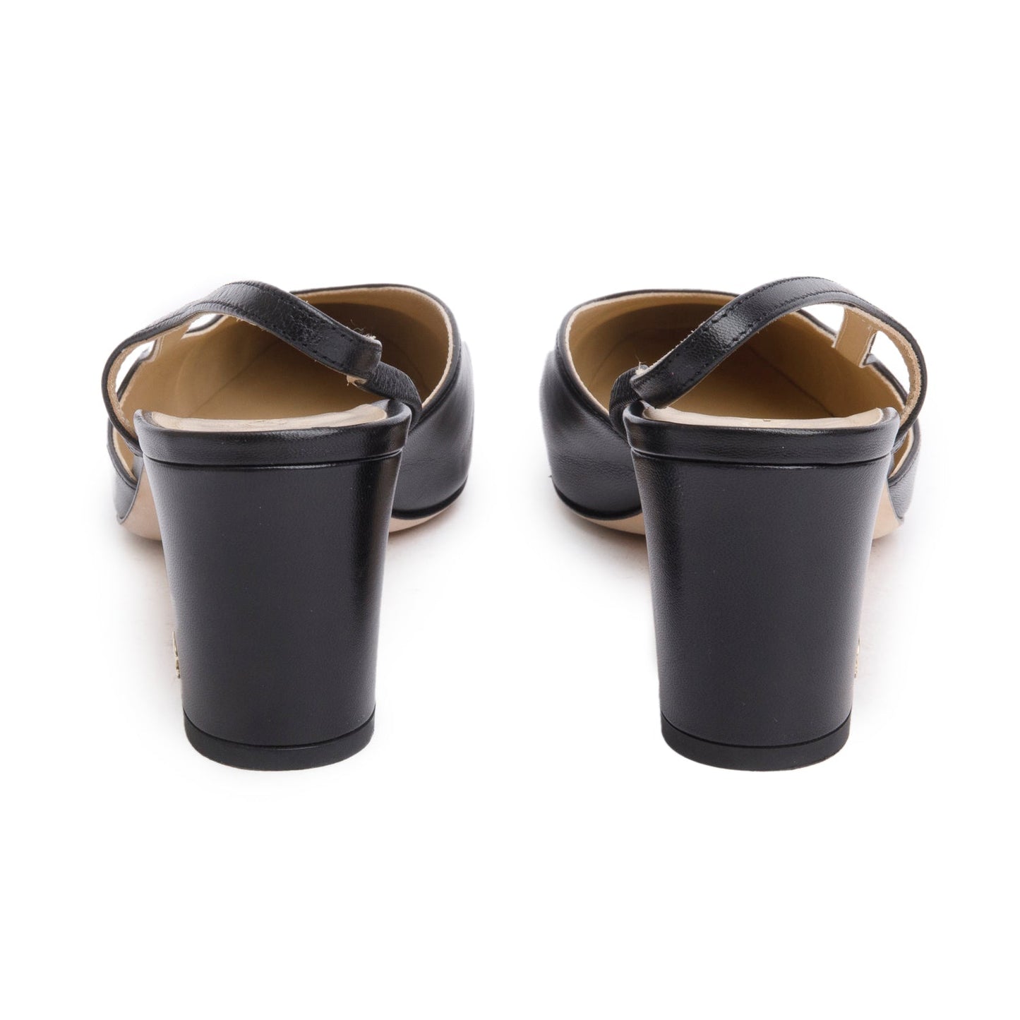 Chanel Black Goatskin & Grosgrain Cap Toe CC Slingback Pumps, Size 39.5