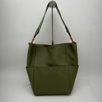 Luxury CELINE Soft Grained Calfskin Sangle Bucket Bag Light Khaki LA36440