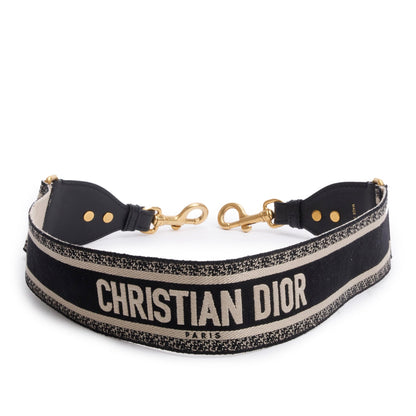 Christian Dior Navy/Beige Embroidered Woven Shoulder Strap