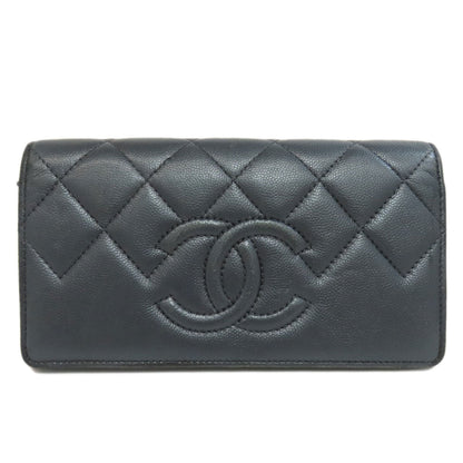 CHANEL Long Wallet Purse Soft Grained Calfskin gray COCO Mark