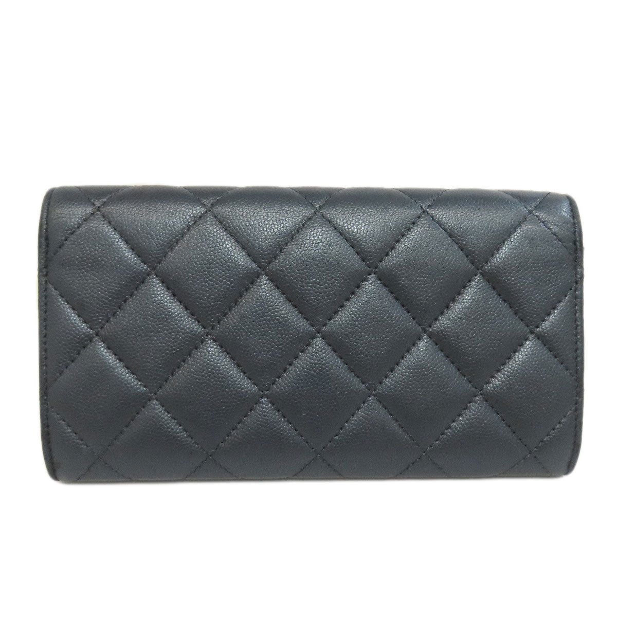 CHANEL Long Wallet Purse Soft Grained Calfskin gray COCO Mark